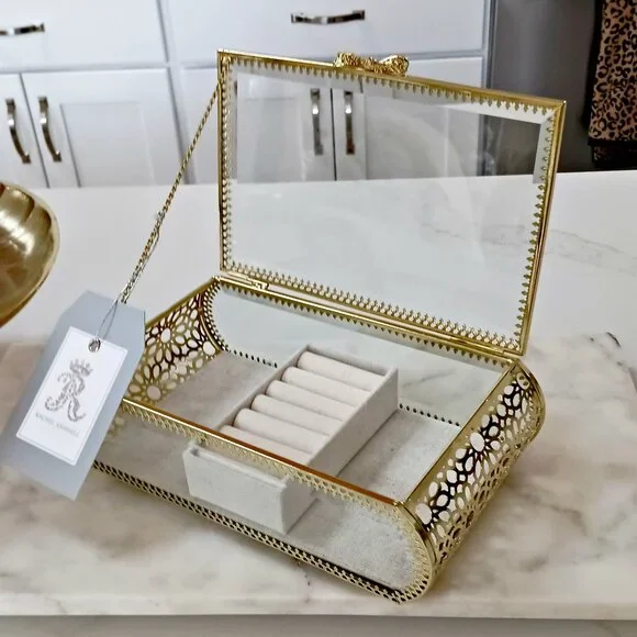 NEW! EXQUISITE Rachel ASHWELL CLEAR HINGED JEWELRY BOX - Picture 6 of 6